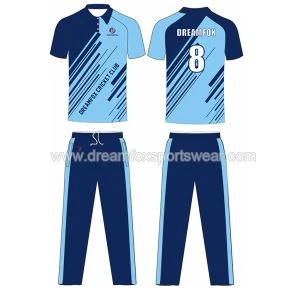 La coutume de polyester de ajustement sec a sublimé les vêtements de cricket des hommes